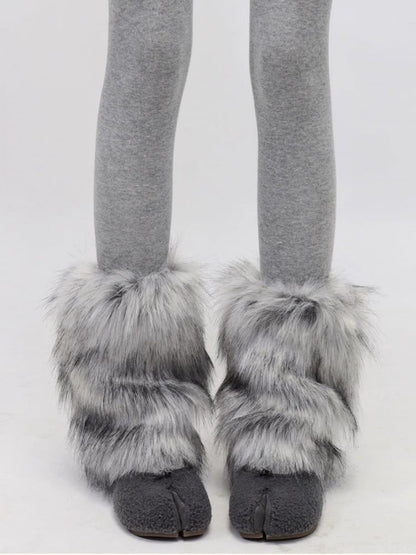 Gray Faux Fur Leg Warmers 20cm - AY To films
