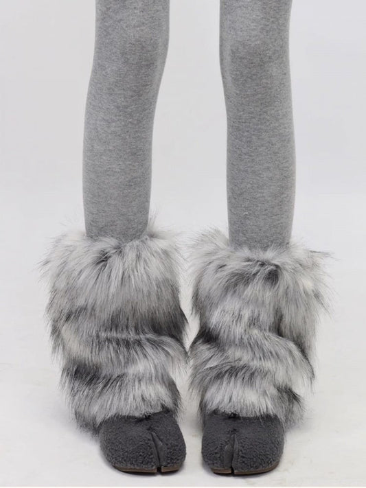 Gray Faux Fur Leg Warmers 20cm - AY To films
