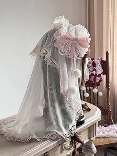 Multi-Color Head (Pom-Pom Lace with Veil Lolita Hairband Accents)
