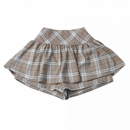 Preppy Style Yellow Plaid Skort - PINK SAVIOR