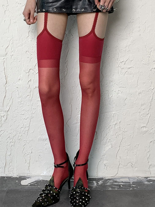 Y2K Red/Black/Gray Stockings Suspender
