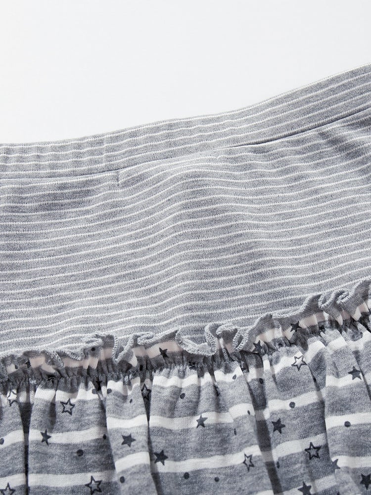 Gray Striped Star Pattern Skort - Languid Park