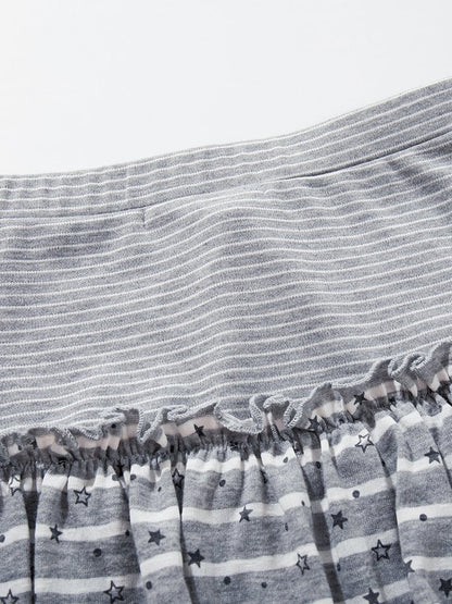 Gray Striped Star Pattern Skort - Languid Park