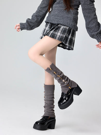 Knitted Leg Warmers With Buttons Design