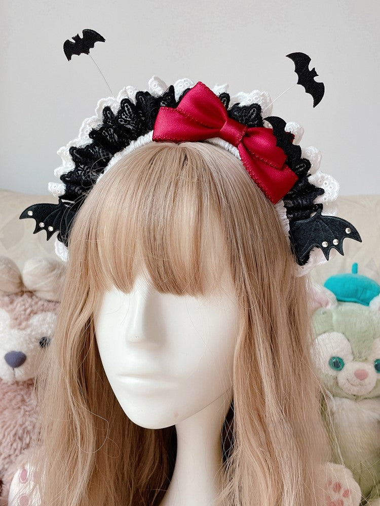 KC Bowknot with and Decorations Lace Bat Red