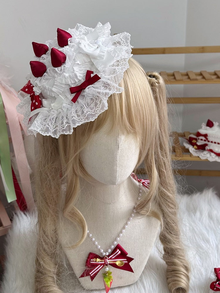 2 Bow Cake Shaped Mini Options Sweet Lace Decorations Color with Hat Lolita and