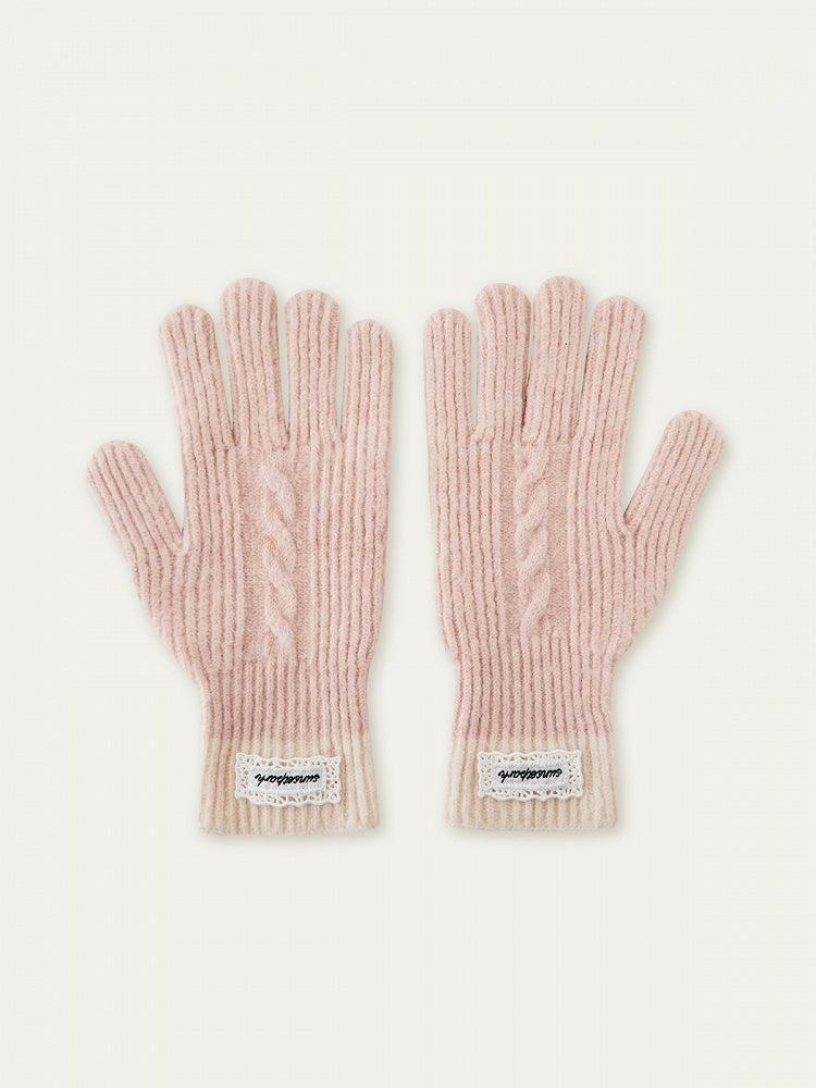 Braided Knit Gloves Kawaii Colors 3