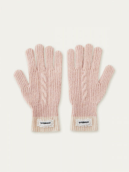 Braided Knit Gloves Kawaii Colors 3