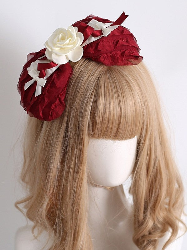 Red KC Decorated Bowknot Camellia