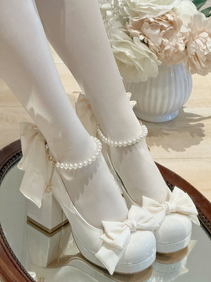 Sweet Toe Mary Bowknot White Janes Platform Details Lolita Round Shoes