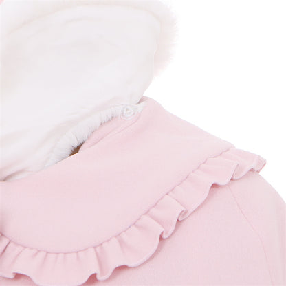 Elegant Cape and Collar Coat Peter Detachable Kei Long Plush Pan Pink with Jirai