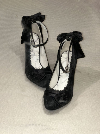 Lolita Satin Stiletto Heels with Bow – Princess Birthday Party Pumps