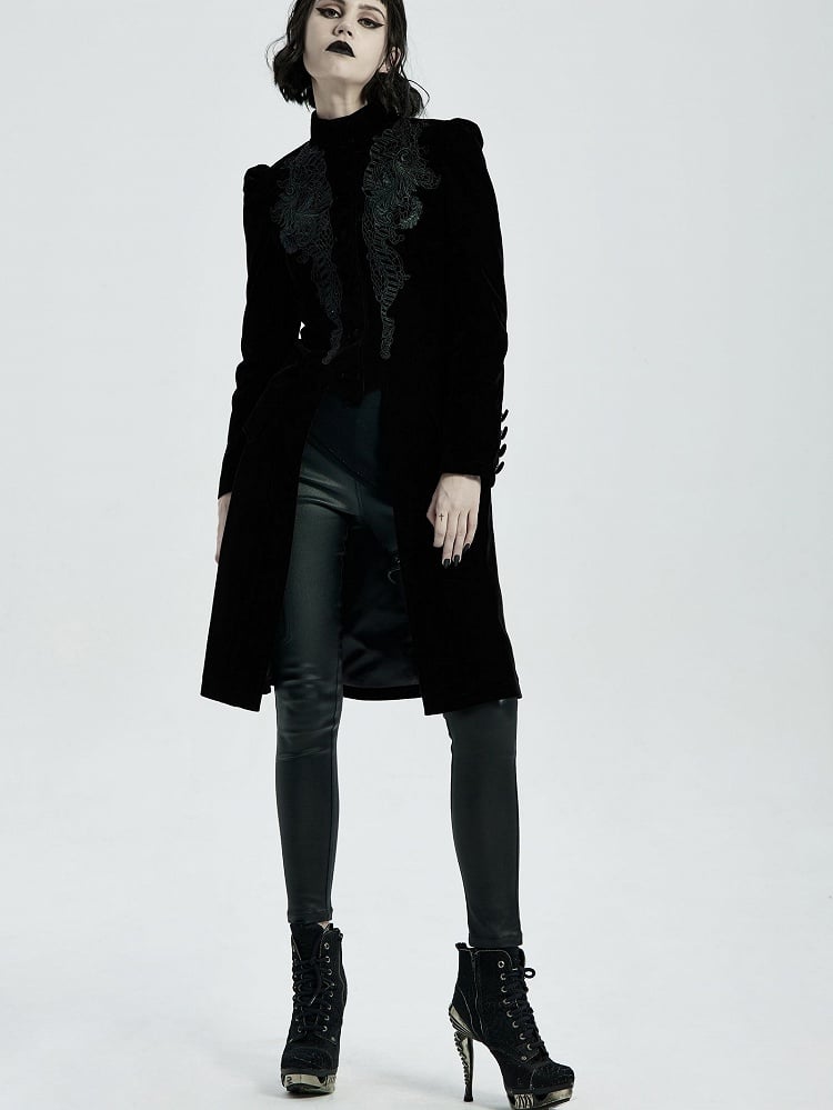 Length Mid Goth Coat Black