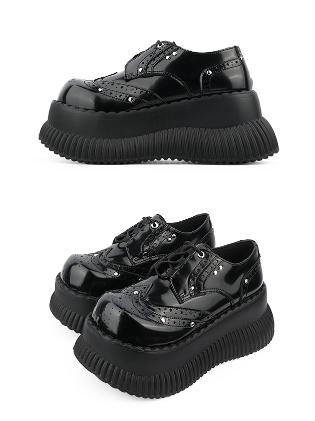 Lace-Up - Platform Details Shoes Design Bittersweet Black Studded