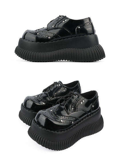 Lace-Up - Platform Details Shoes Design Bittersweet Black Studded