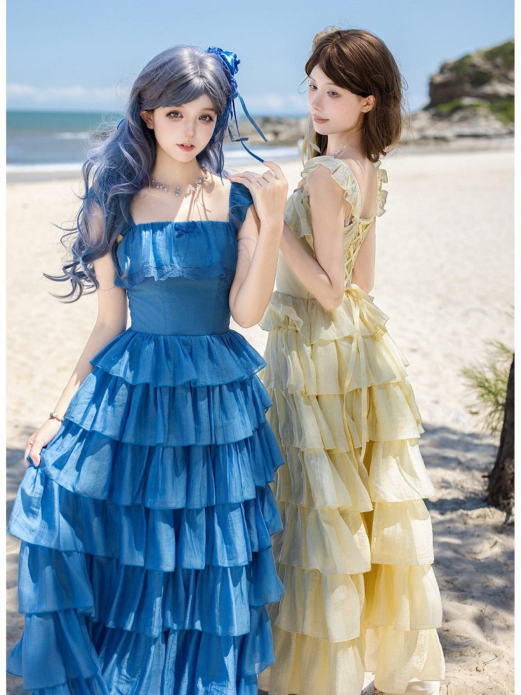 Blue Romantic JSK with Flounce Hem - With PUJI