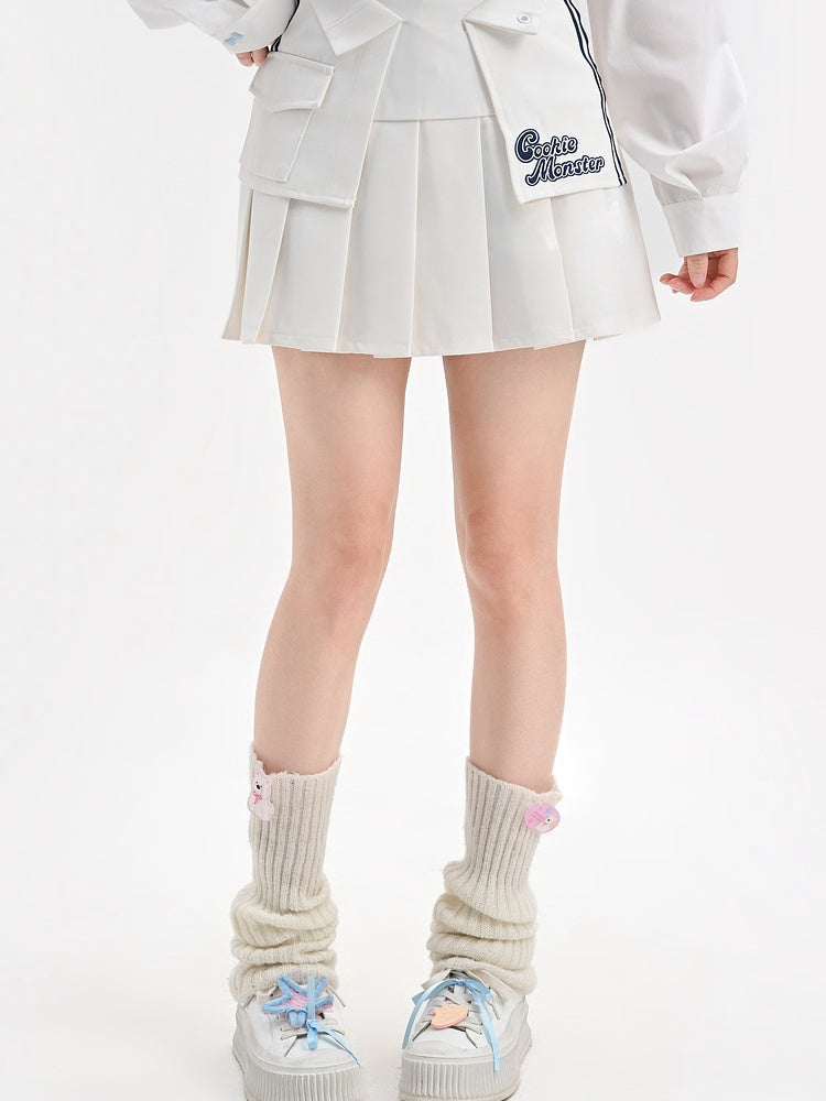 ホワイトスポーツスリムフィットプリーツスカート