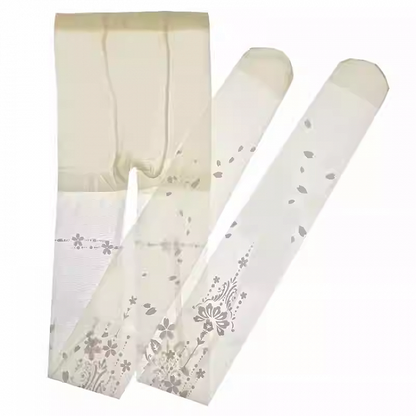 ホワイト/ブラック 桜柄 ロリータタイツ