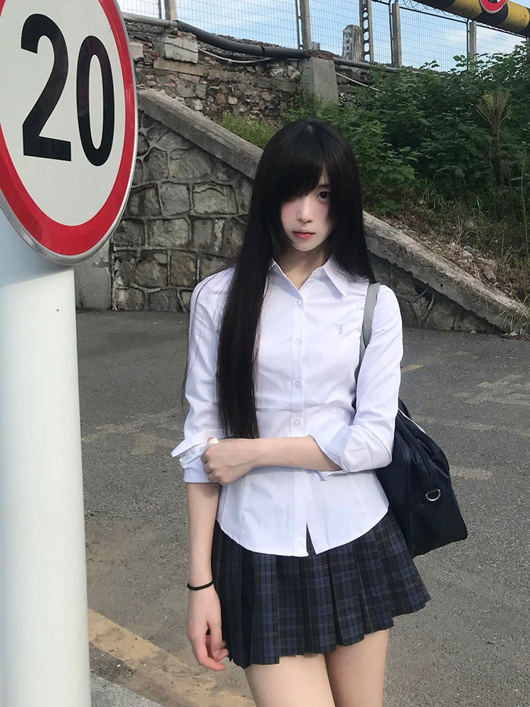 Uniform Preppy White Shirt Style JK