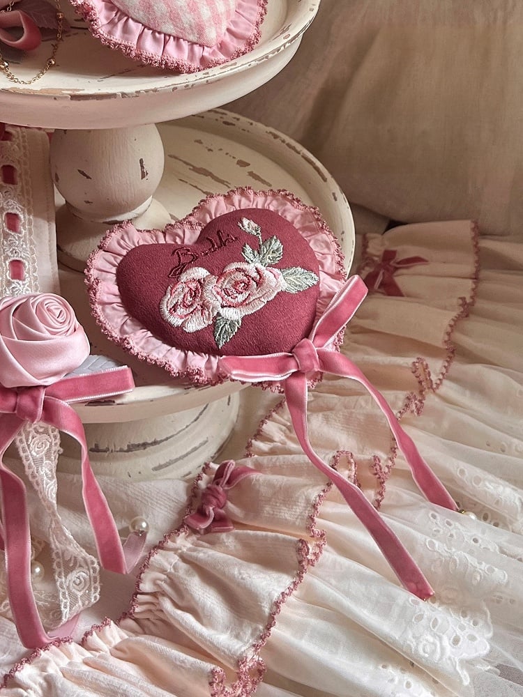 Rose Floral Heart-shaped Sweet Lolita Brooch - Bodhi Original Design