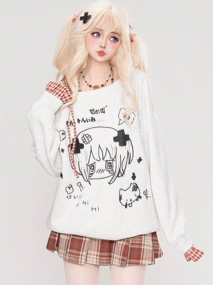 Khaki/Roter Plisseerock mit Schnallenträgern und hoher Taille