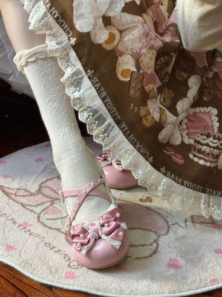 Janes Deep Lolita Classic Mary - Mid-heel Pink Detailing Bead