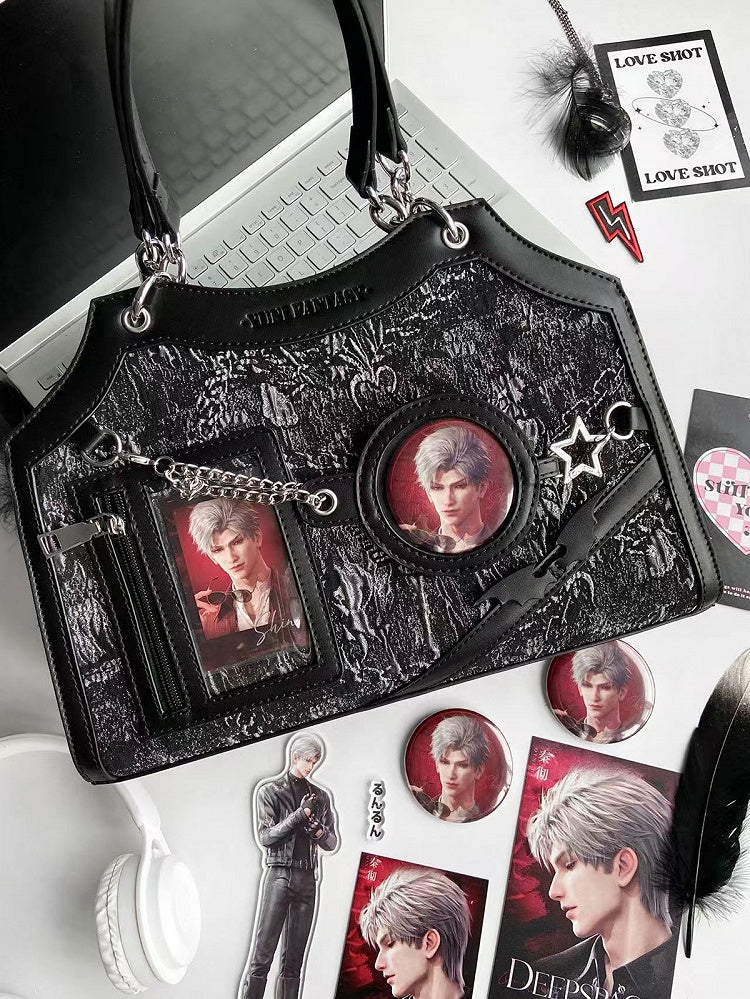 Black & Silver Snake Scale PU Ita Shoulder Bag