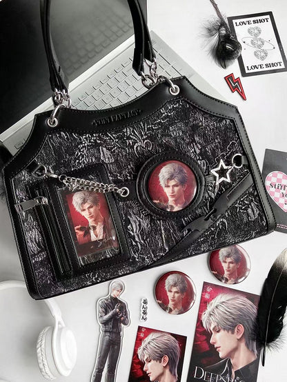 Black & Silver Snake Scale PU Ita Shoulder Bag