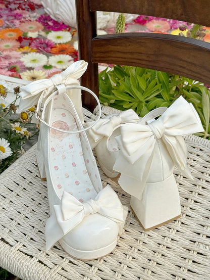 Sweet Toe Mary Bowknot White Janes Platform Details Lolita Round Shoes