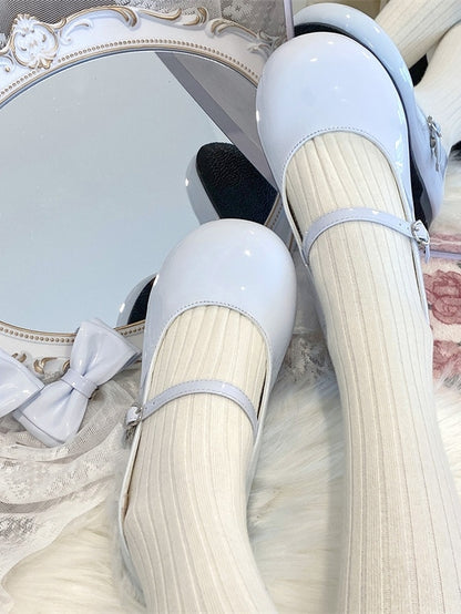 Closure Baby Lolita Heart - Blue with Low-heel Mary and Round for Toe Janes Removable Bow Style