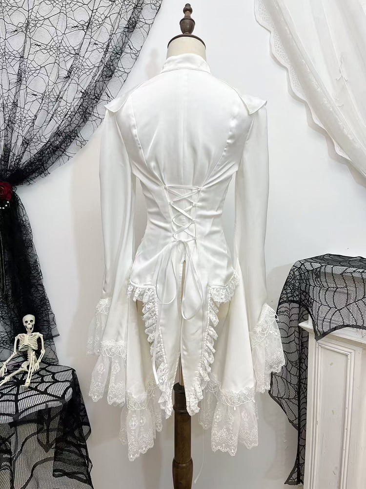 Shirt Trim Lolita Ouji Sleeves And Split-tail Bell Lace Gothic With White