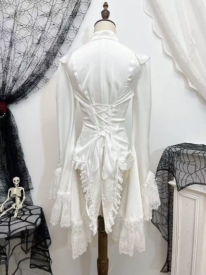 Shirt Trim Lolita Ouji Sleeves And Split-tail Bell Lace Gothic With White