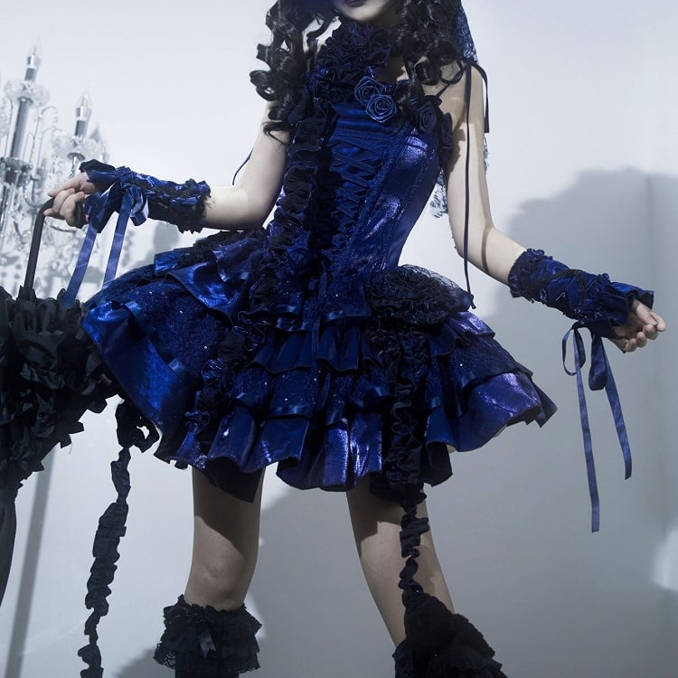 Dunkelblaue Handgelenksmanschetten / Choker