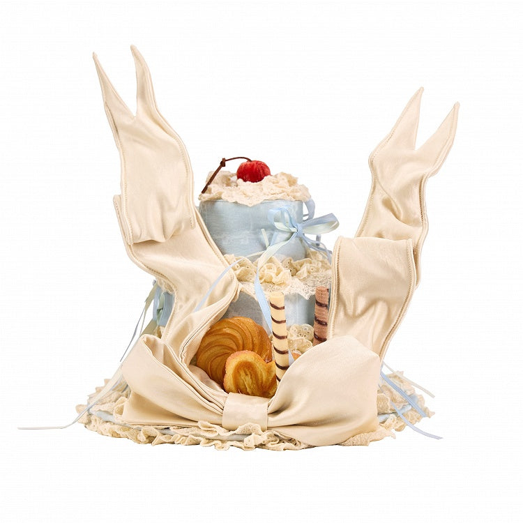 Cake Hat Decorated with Cherries, Cookies, Lace & Bow Accents - Blood Supply