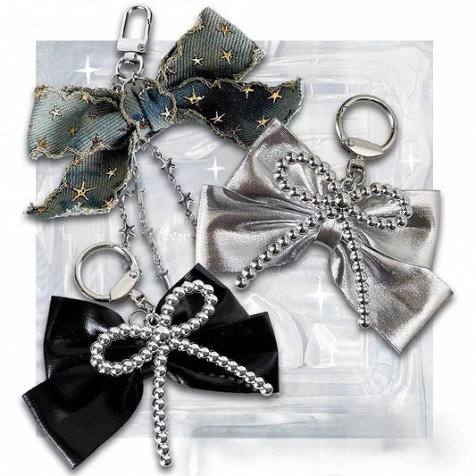 Bowknot Y2K Schlüsselanhänger Schwarz/Silber/Blau/Pink
