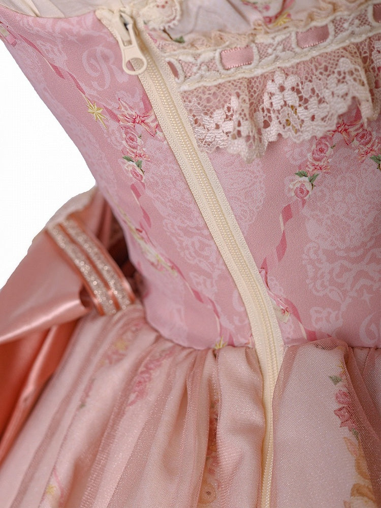 Doll Toy Bed Theme JSK Dress in Pretty Pink with Bow Accents - Alice Girl