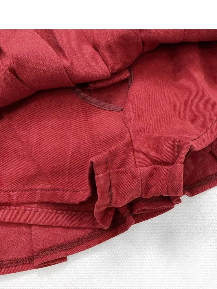 Plissierter Jeansrock Rot Weihnachten
