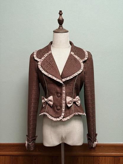 Ruffles Chocolate Coat Bow with and Brown Accents Lolita