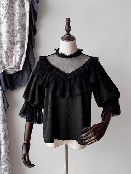 All Black Aristocrat  Gothic Edward Neck / V-neck Top