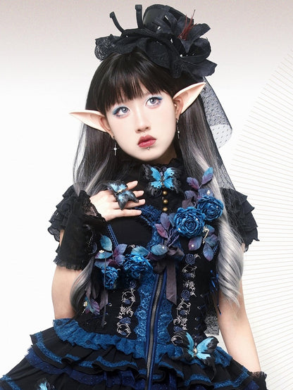 オンブレ丈、ウェーブ前髪ウィッグ ブラック 70cm グレー