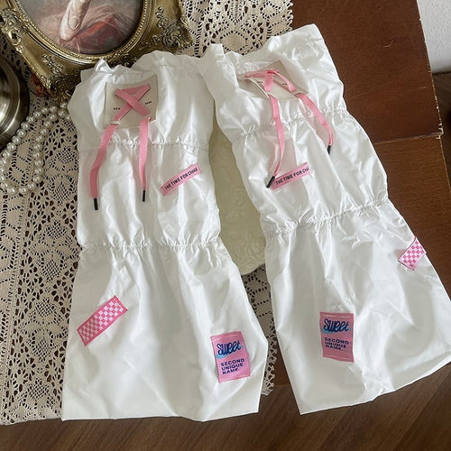 2 White Straps Patch Leg K Warmerswith Letter Decorated Y