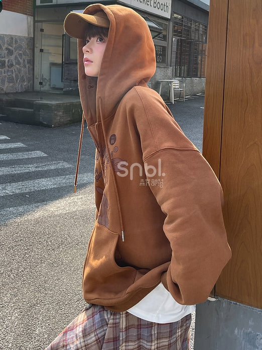 Zootopia Judy und Nick Print Brauner Reißverschluss-Hoodie