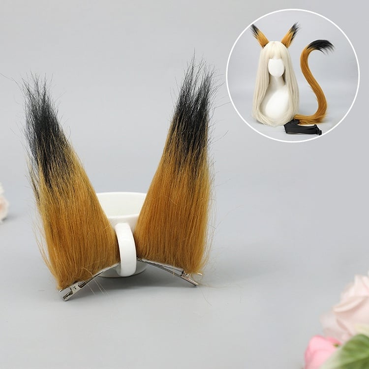Colors 5 Fur Lolita Fox Ear Cute Clips Long Hair Faux