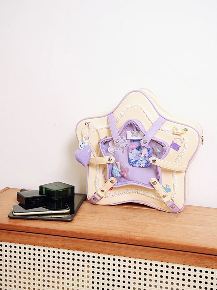 Style With Bag Starry 2-Way Ita Yellow  Purple Kawaii
