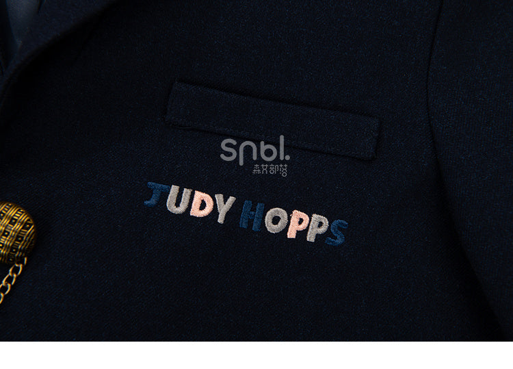 Preppy Cropped Blazer im Kettendesign Dunkelblau