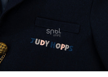 Preppy Cropped Blazer im Kettendesign Dunkelblau