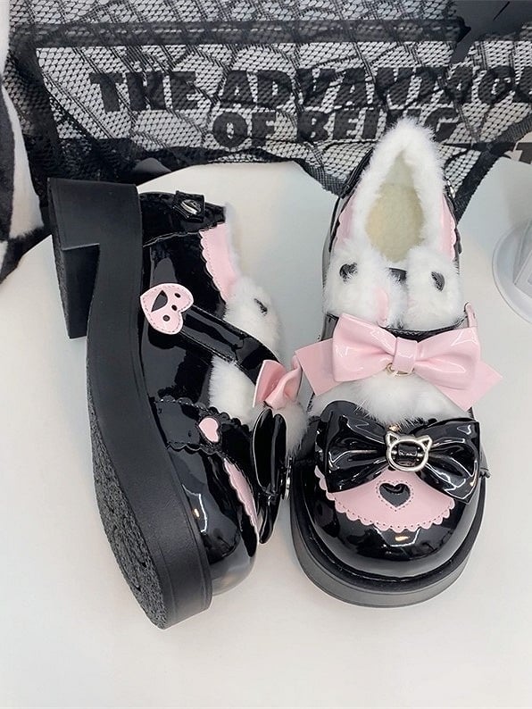 and Shoes Platform Pink Sweet Black Mid-heel Lolita