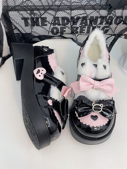 and Shoes Platform Pink Sweet Black Mid-heel Lolita