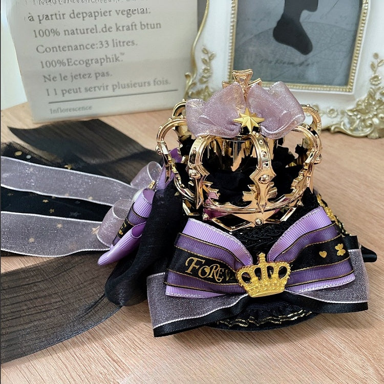 Details Hat Hime Lolita Mini Bowknot Pink/BlackPurple Crown