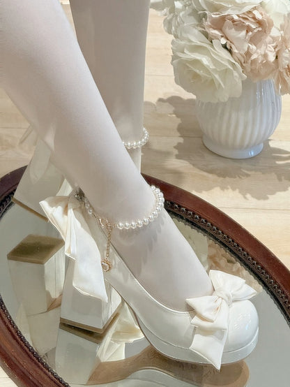 Sweet Toe Mary Bowknot White Janes Platform Details Lolita Round Shoes